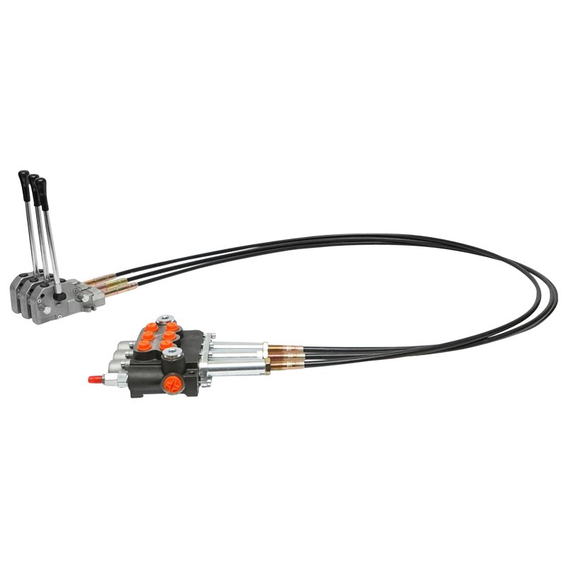 Distribuitor hidraulic cu 3 manete, lungime cablu 2m presiune 250 bar debit 40L/min Breckner Germany